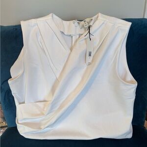 Banana Republic White Asymmetrical Sleeveless Wrap Crop Top